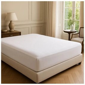 Biela napínacia plachta z bavlny Renforcé 200x140 cm Ranforce – Mila Home Luxury