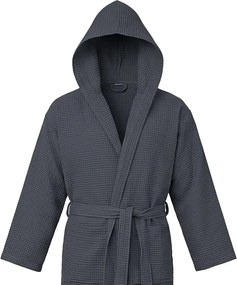 Vaflový župan s kapucňou SPAFFLE, tmavosivý Veľkosť: L/XL