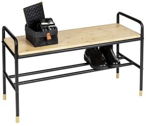 Čierna/prírodná kovová polička s lavicou Loft - Wenko