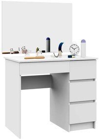 Kozmetický stolík so zrkadlom T-6 I 90x50 cm biely pravý