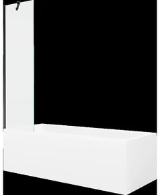 Mexen Cubik obdĺžniková vaňa 150 x 70 cm s obkladom a 1-krídlovou sprchovou zástenou 50 cm, Transparentné, Čierna - 550315070X95