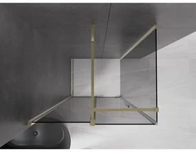Mexen Velar, sprchový kút s posuvnými dverami 130 x 100 cm, 8mm šedé sklo, zlatá lesklá, 871-130-100-41-50