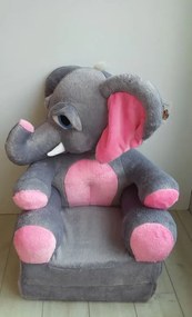 Detské plyšové rozkladacie kresielko SLON - ružový