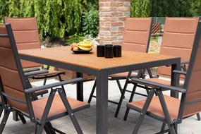 Home Garden Záhradný set Ibiza so 6 stoličkami a stolom 150 cm, antracit/hnedý