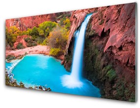 Obraz na skle Vodopád hory príroda 100x50 cm