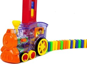 LEAN Toys LED lokomotíva Stohovanie Domino Vlak Puzzle Batérie Puzzle