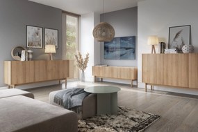 TV stolek Boho La 144 cm dub riviera/bílý mramor