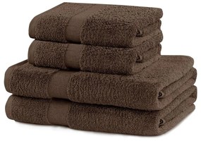 Hnedé froté bavlnené uteráky a osušky v súprave 4 ks Marina – DecoKing
