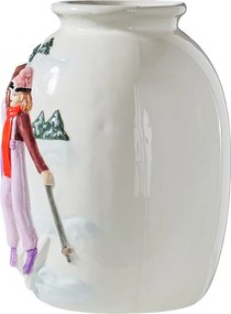 MOUNTAIN LODGE Váza lyžiari 18 cm - biela