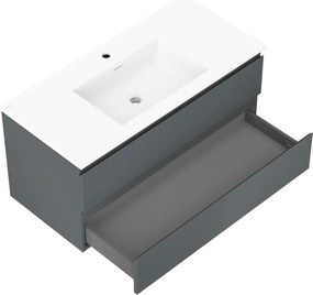 Mexen Orio, kúpeľňová skrinka 100 cm s umývadlom Otis, 2 zásuvky, grafitová matná/biela matná, 91A10-10047-2-BFF66-W18M01