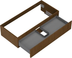 Mexen Rivel, kúpeľňová skrinka 100 cm, 1 zásuvka, drážkovaná, orech, 91A20-10023-1-BF86