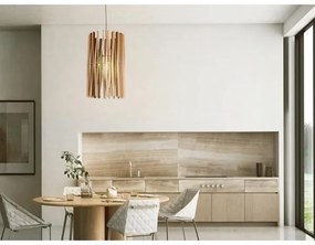 Drevený závesný luster na lanku 1xE27/60W/230V, priemer 38 cm, masív – jaseň/kaučukovník