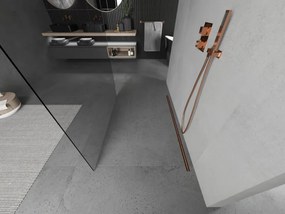 Mexen Kioto, priechodná sprchová zástena Walk-in 105 x 200 cm, 8mm číre sklo, profil ružové zlato, 800-105-002-60-00