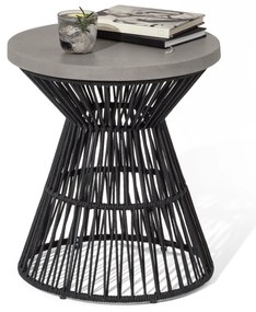 Odkladací stolík s polycementovou stolovou doskou a textilným výpletom