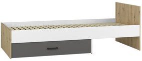Posteľ 96 + rošt Fini 09 dub artisan/biela/antracit