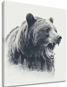 Obraz na plátne Medveď v hmle - motív lesa