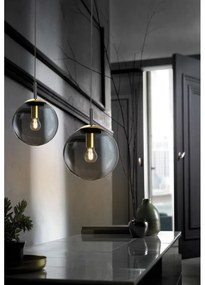 Čierne závesné svietidlo so skleneným tienidlom Dini – Fischer &amp; Honsel