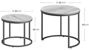 Dekorstudio Set 2ks kávových stolíkov - mramor / čierne nohy
