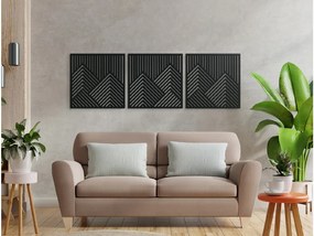 drevko Drevený viacdielny obraz Hory Rozmer obrazu: 20,5 x 65 cm, Farba dekorácie: Čierna