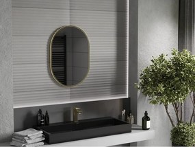 Mexen Loft oválne kúpeľňové zrkadlo 70 x 50 cm, zlatý rám - 9851-070-050-000-50