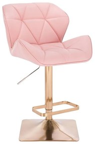 LuxuryForm Barová stolička MILANO na zlatej hranatej podstave - ružová