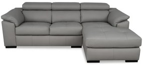 Kožená rohová sedacia súprava LOREN II, pravá, sivá (madras - 128 grey)