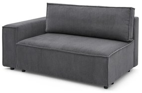 Tmavosivý menčestrový modul pohovky (ľavý roh) Nihad modular – Bobochic Paris