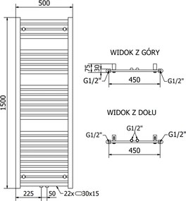 Mexen Hades, vykurovacie teleso 1500x500 mm, 693 W, antracitová, W104-1500-500-00-66