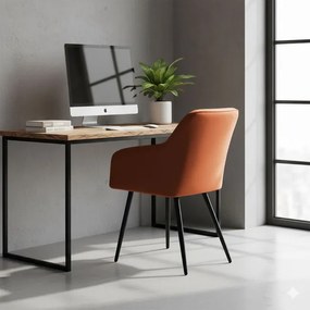 Sada šiestich jedálenských stoličiek LUXANO zamatové, medené / čierne nohy (6 ks)