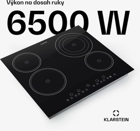 Klarstein Virtuosa, vstavaná varná doska, 6500 W, 4 zóny, 59 x 52 cm, sklokeramika