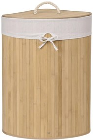 Rohový kôš na bielizeň 60 l bambusový béžový