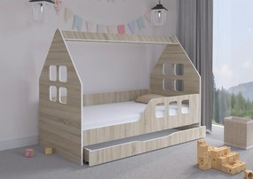 Detská domčeková posteľ KIDHOUSE so šuplíkom - sonoma - pravá - 160x80 cm