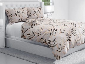 Biante Bavlnené posteľné obliečky Sandra SA-437 Popínavé listy na sivom Predĺžené 140x220 a 70x90 cm