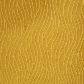 Horčicový zamatový záves LILI na krúžkoch s vlnitým reliéfnym vzorom 140 x 250 cm