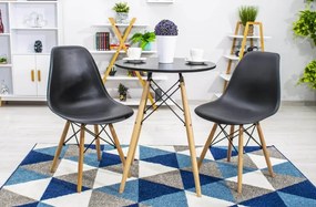 Jedálenský stôl 60 cm čierny/ hnedé nohy