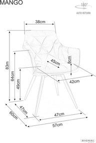 SI Mango Velvet stolička olivový