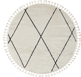 Kusový koberec Moroccan Charm weiß kruh, 190x190 (průměr) kruh, čiernobiela, obývacia izba, My Flair