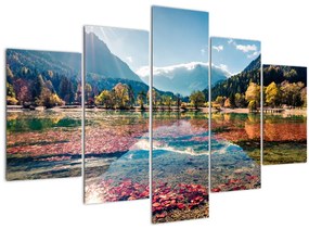 Obraz - Jazero Jasna, Gozd Martuljek, Julské Alpy, Slovinsko (150x105 cm)