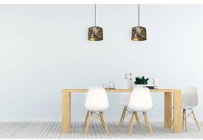Závesné svietidlo Werona 2, 1x čierne/zlaté textilné tienidlo, (fi 20cm), g