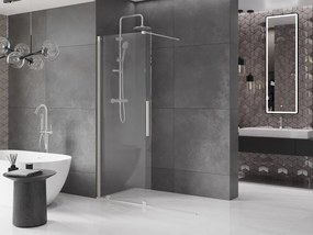 Mexen Velar, sprchová zástena s posuvnými dverami Walk-in 150 x 200 cm, 8mm číre sklo, brúsená oceľ, 871-150-000-03-97
