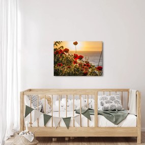Obraz západu slnka s vlčími makmi (70x50 cm)