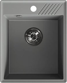 Laveo Hub, 1-komorový granitový drez 394x485x204 mm, tmavá šedá (Volcano), LAV-SPH_V10Y