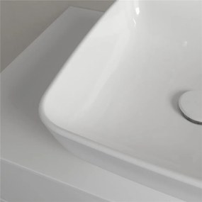 VILLEROY &amp; BOCH Artis štvorcové umývadlo na dosku bez otvoru, bez prepadu, 410 x 410 mm, Stone White, s povrchom CeramicPlus, 417841RW