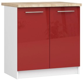 Dolná kuchynská skrinka Ozara S80 2D (biela + červený lesk). Vlastná spoľahlivá doprava až k Vám domov. 1071124