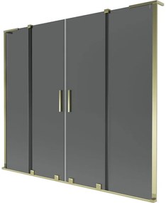 Mexen Velar L Duo, 2-krídlová posuvná vaňová zástena 170 x 150 cm, 8mm šedé sklo, zlatá lesklá, 896-170-003-42-50