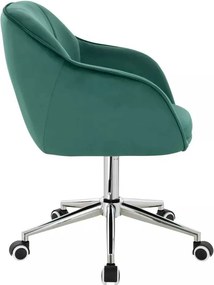 LuxuryForm DESIGN Stolička AVOLA VELUR na striebornej podstave s kolieskami - zelená