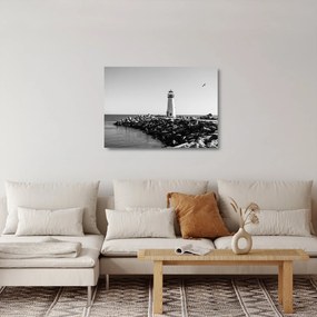 Sklenený obraz - Maják na pobreží, Santa Cruz, Kalifornia (70x50 cm)