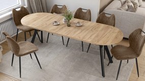 Mazzoni ALMO Dub Craft zlatý / čierne nohy - OVÁLNY ROZKLADACÍ STÔL 140-240 cm PRE 10-12 OSÔB