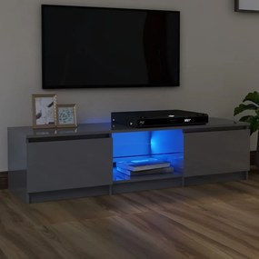 TV skrinka s LED svetlami lesklá sivá 140x40x35,5 cm