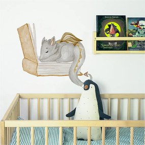 Gario Detská nálepka na stenu The world of dragons - spiaci drak a kniha Rozmery: 100 x 86 cm